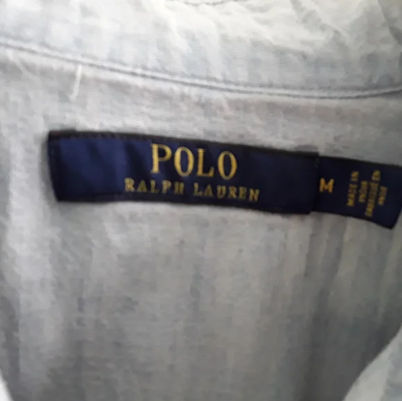 Polo Ralph Lauren Chambray Distressed Flag Pearl Snap Shirt - Picture 3 of 9